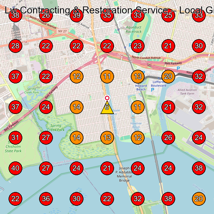 Lw Contracting & Restoration Service GeoGrid visibility map for Water Damage Restoration Service in None